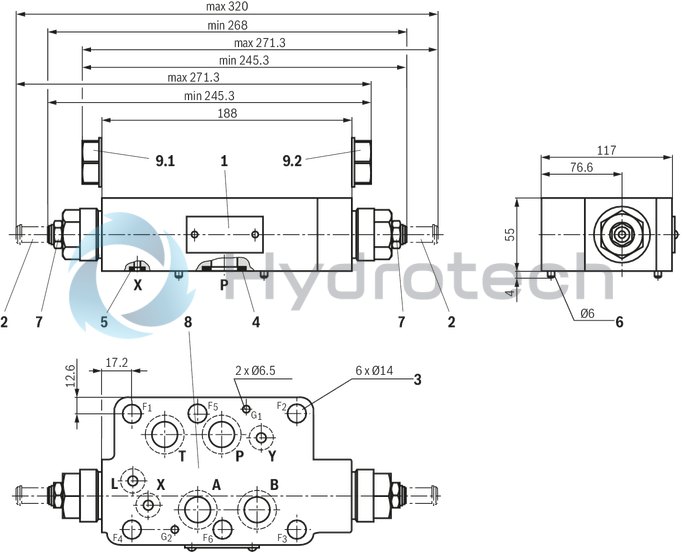 technical illustration-R900468786-Size 25, A1 → A2, B1 → B2 or A2 → A1, B2 → B1, mechanically actuated
