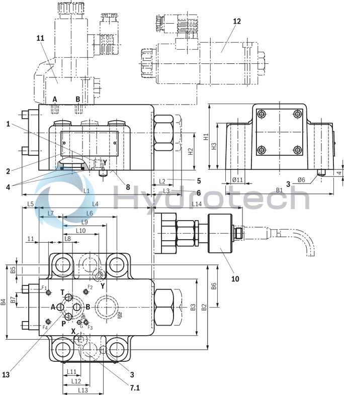 technical illustration-R900457388-For subplate mounting Porting pattern according to ISO&nbsp;5781-06-07-0-00 (NG10), ISO&nbsp;5781-08-10-0-00 (NG20), ISO&nbsp;5781-10-13-0-00 (NG32) For threaded connection For the leakage-free blocking of one actuator port Attachment possibility for directional spool valve or directional seat valve, optional Pilot oil return, external Version with pre-opening for dampened release, optional Various cracking pressures, optional Check valve installation sets available individually Corrosion-protected design
