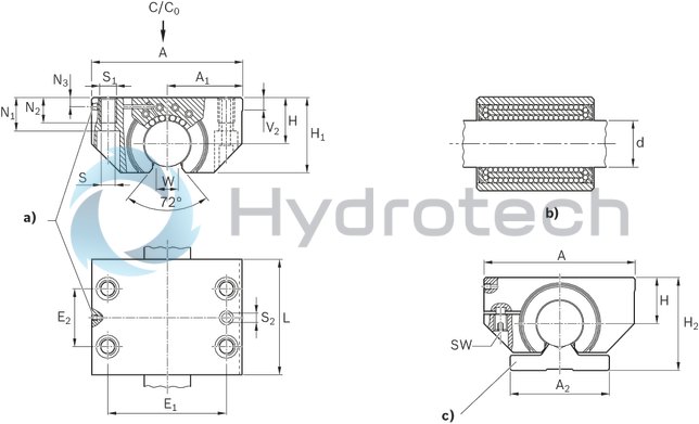 technical illustration-R161350000-Linear set (steel), RCS-50, fully sealed