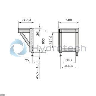technical illustration-3842559451-Base frame L 400 for curve modules 180&deg; 500 mm