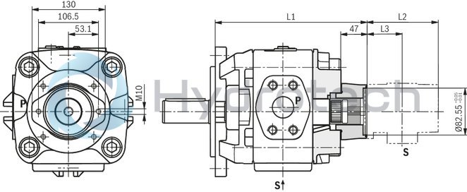 technical illustration-R901147112-Internal gear pump, size 32, pressure 350 bar for industrial applications, open circuit