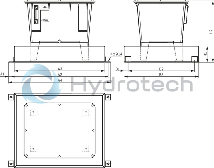 technical illustration-R919101941-Stable aluminum tank Modular design Compact power unit design Individual adaptation possible Versatile possible applications Additional options possible Clear, maintenance-friendly arrangement
