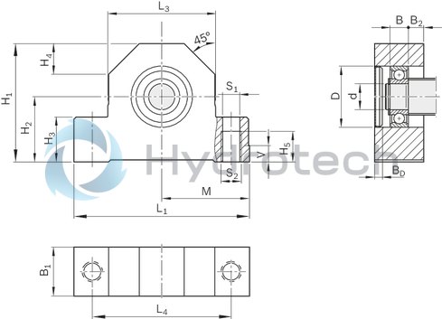technical illustration-R159161720-Assembly group pillow block unit SEB-L, size 25 x 5/10/25
