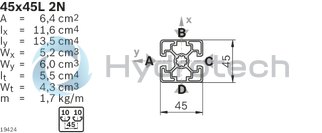 technical illustration-3842557224-Strut profile 45x45L 2N, 20xL=6070mm