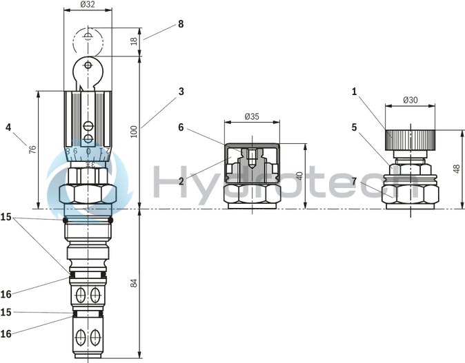 technical illustration-R900474524-Pressure reducing valve, pilot operated