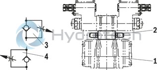 technical illustration-R901427470-For intended use in potentially explosive atmosphere For subplate mounting Porting pattern according to ISO&nbsp;4401 Spring centering, spring end position or hydraulic end position wet-pin DC or AC solenoids Solenoid coil is rotatable by 90&deg; Optional auxiliary operating device Electrical connection as individual connection with cable gland Switching time adjustment, optional Preload valve in channel P of the main valve, optional