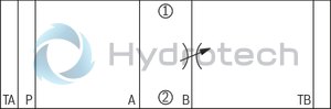 technical illustration-R901162976-Sandwich plate valve Porting pattern according to ISO&nbsp;4401-05-04-0-05 For limiting the main or pilot flow of two consumer ports Adjustment type: Spindle with internal hexagon and scale