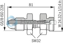 technical illustration-R901435305-Bladder-type accumulator size 20 liters, 330 bar for industrial applications at standard temperatures
