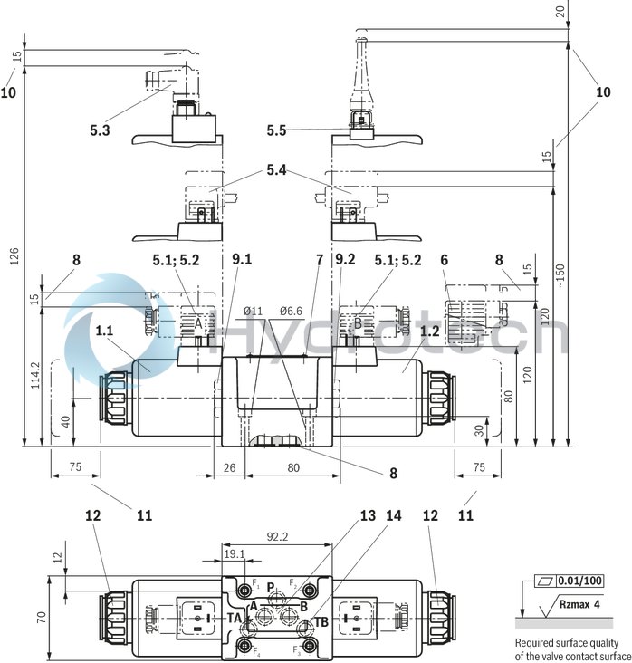 technical illustration-R901338517-Size 10, symbol J, electrical with solenoid, 24 V DC