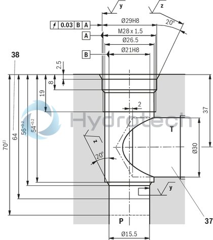 technical illustration-R901223095-For subplate mounting<br>
Porting pattern according to ISO&nbsp;6264-06-09-*-97 (NG10) and ISO&nbsp;6264-08-13-*-97 (NG25) For threaded connection 4 adjustment types for pressure adjustment, optionally<br>
• Rotary knob<br>
• Sleeve with hexagon and protective cap<br>
• Lockable rotary knob with scale<br>
• Rotary knob with scale 5 pressure ratings

