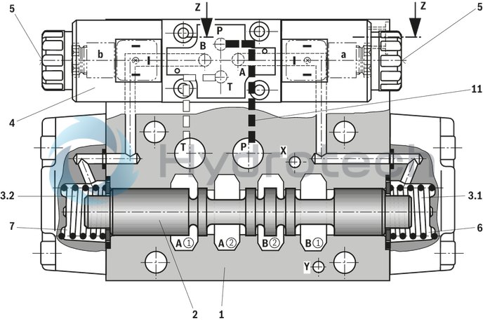 technical illustration-R901358044-Size 16, symbol X161, with solenoid actuation, 24 VDC