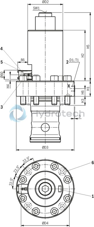 technical illustration-R900759206-Functional product design Modular set-up:&bull; Cartridge valve with various options&bull; Control cover in various variants for realization of selected functions&bull; Electric monitoring of the spool position Power and flow-optimized design:&bull; High flows&bull; Low pressure drops&bull; High switching velocities&bull; Low leakage oil flowsRobust design:&bull; High reliability&bull; Long life cycle Other features:&bull; Small installation size, low weight&bull; Easy to service