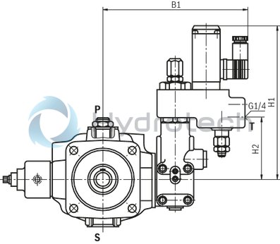 technical illustration-R900506809-Variable displacement pump, size 118 cm&sup3;, pressure 160 bar for industrial applications, open circuit