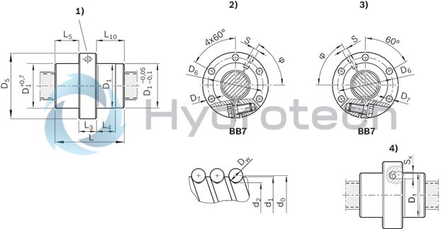 technical illustration-R151217014-Adjustable-preload single nut SEM-E-S, size 20 x 20R x 3.5 - 2