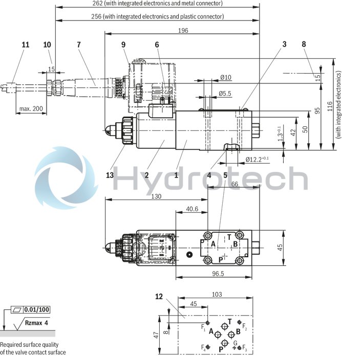 technical illustration-R901447274-Size 6, P &rarr; T, electrical with external electronics, 24 V DC