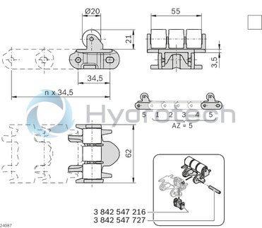 technical illustration-3842546020-Chain link for roller cleated chain D20 VFplus 65
