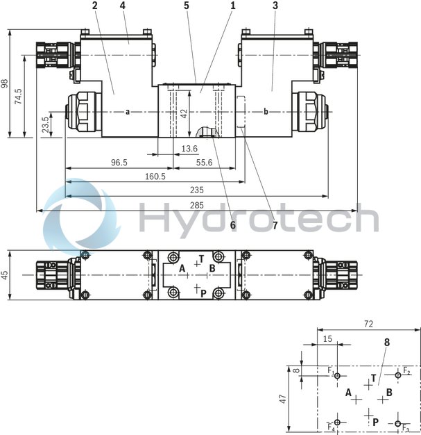 technical illustration-R901025350-Size 6, P → A, P → B / A → T, B → T, electrical with external electronics, 24 V DC