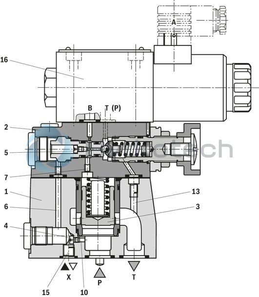 technical illustration-R900955012-Size 10, P → T, mechanical, 24 V DC