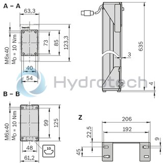 technical illustration-3842540120-Pressure wave control strip (F) Pressure wave sensor (G)