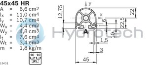 technical illustration-3842557957-Strut profile 45x45 HR, 20xL=6070mm