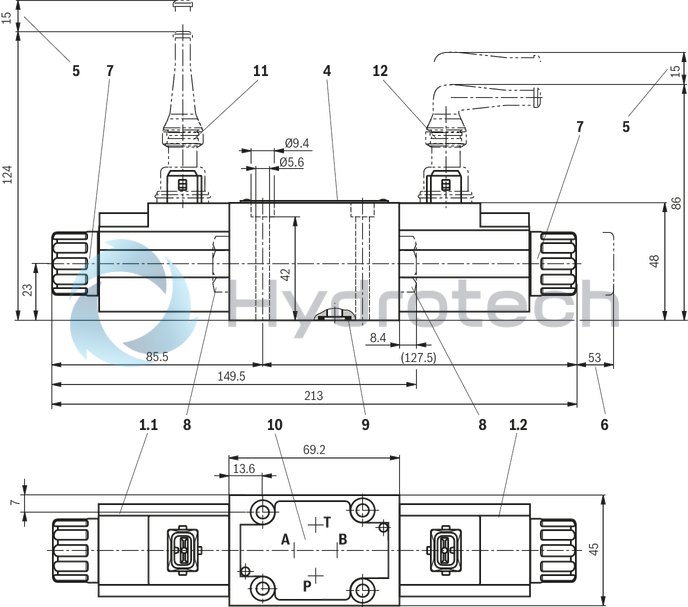 technical illustration-R901089241-Size 6, symbol J, solenoid-actuated, 24 V DC
