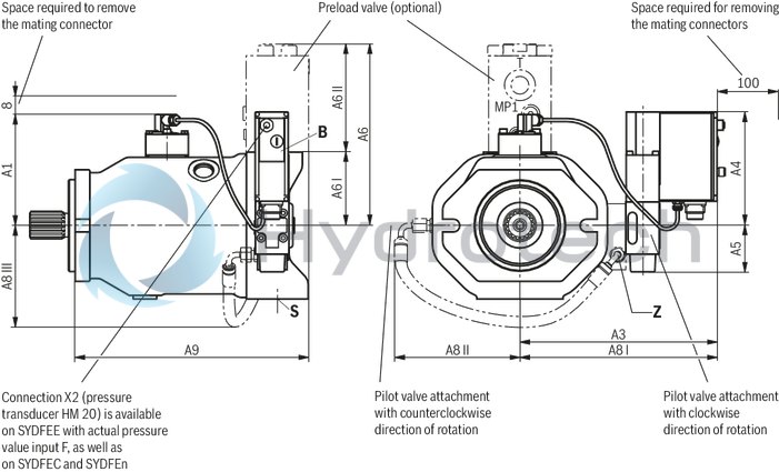 technical illustration-R987054609-Pump A10VSO BR31 with analog OBE