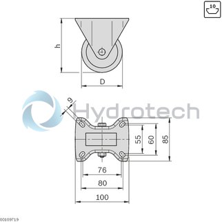 technical illustration-3842259792-Roller with mounting flange, trestle wheel, LR, F600