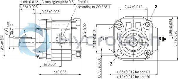 technical illustration-R900932269-INTERNAL GEAR PUMP, size 16, pressure 250 bar for industrial and mobile applications, open circuit
