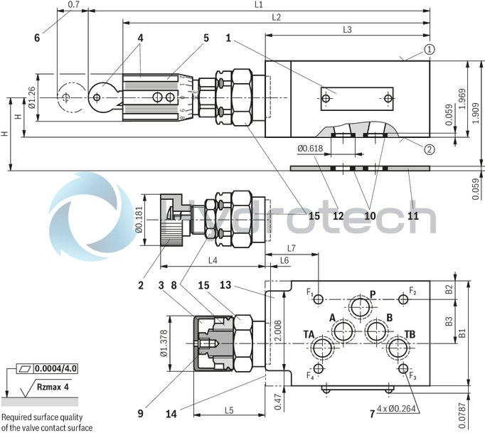 technical illustration-R900431828-Size 10, symbol A - TA and B - TB, with manual actuation