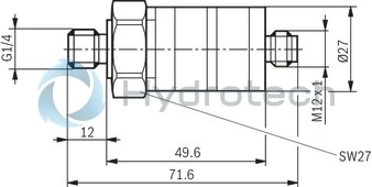 technical illustration-R901141184-Electronic pressure switch, 2 antivalent switching outputs, pressure range 0 &hellip; 100 bar, connector 4-pole M12x1 A-coded