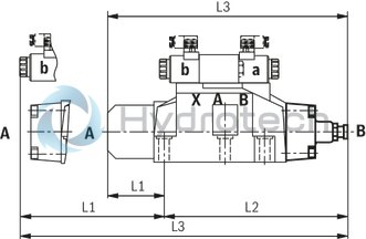 technical illustration-R978024207-Types of actuation (internal or external pilot control): Electro-hydraulic (type WEH) For subplate mounting Porting pattern according toISO&nbsp;4401 4/3-, 4/2- or 3/2-way version Spring or pressure centering, spring end position or hydraulic end position Wet-pin DC or AC solenoids, optional Electrical connection as individual or central connection Optional versions:<br>
- Manual override<br>
- Switching time adjustment<br>
- Preload valve in channel P of the main valve<br>
- Stroke setting and/or spool position monitoring
