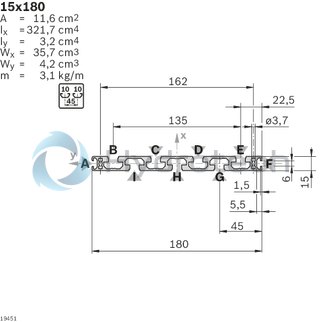technical illustration-3842557242-Strut profile 15x180, 6xL=6070mm