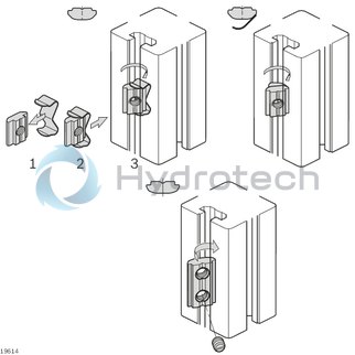 technical illustration-3842529296-Swivel-in sliding block, with spring groove 8 steel, galvanized M6