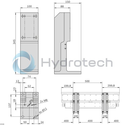 technical illustration-3842559429-Module holder for installation of the section module at the base frame