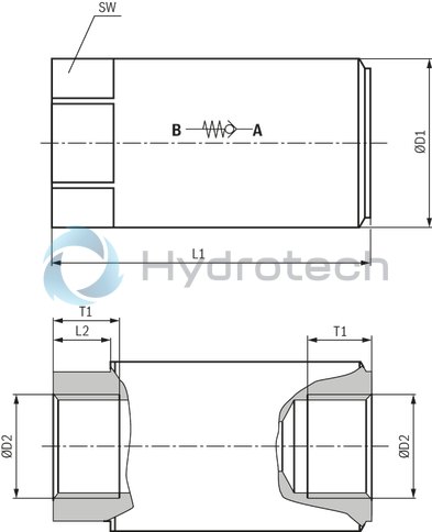technical illustration-R901454073-Size 20, A &rarr; B, mechanically actuated