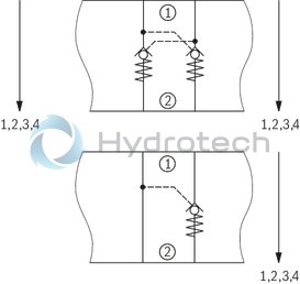 technical illustration-R900589414-Sandwich plate valve for use in vertical stackings Porting pattern according to ISO&nbsp;4401-08-08-0-05 For the leakage-free blocking of one or two actuator ports, optional Various cracking pressures Pre-opening standard Check valve installation sets available individually Special versions on request