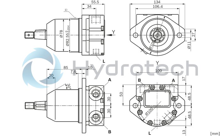 technical illustration-R902504985-Space-saving construction due to recessed mounting flange Approved for high speeds Long service life High power density Low operating noise Optional with integrated anti-cavitation valve, e.g. for fan drives Optional with speed sensor Swashplate design