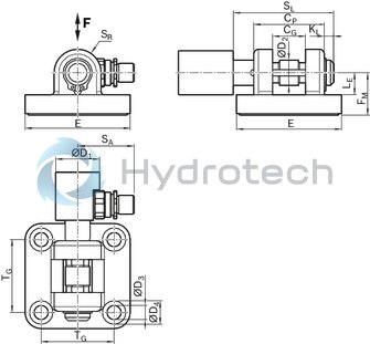 technical illustration-R15612B021-Clevis mount with force measuring bolts
