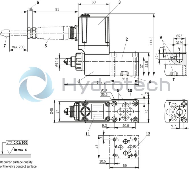 technical illustration-R901198613-Size 6, P → T, electrical with integrated electronics, 24 V DC