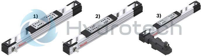 technical illustration-R039013001-Protection of the guideway and drive components by sealing strip (excluding MKK-165) Idler (non-drive) end enclosure: with integrated belt-tensioning system. The belt pulley system is equipped with ball bearings that have lifelong lubrication The Rexroth Ball Rail System features one-point lubrication from both sides; one-point lubrication is only suitable for grease lubrication with a manual grease gun Individual lubrication versions for connection to one-point lubrication systems (only for product generation 3) Attachments are fastened to the carriage using T-slots or threaded holes Ball Guide Rail with corrosion-resistant coating, Ball Runner Block made of corrosion-resistant steel (only for product generation 3) Absolute position measuring system IMS-A directly integrated into the guide system (for MKR-080 and MKR-110, product generation 3) With planetary gearbox with various gear ratios and versions for optimizing external load to motor inertia. Servo motor with multi-turn encoder, 1-cable or 2-cable connection, with or without holding brake Magnetic field sensors can be mounted without additional attachments directly onto the profile body (only for product generation&nbsp;3) Switch (proximity or mechanical), cable duct, socket-plug and extension cable Extensive accessories for connection and clamping elements and connecting shafts Nameplate with technical parameters for easy start-up