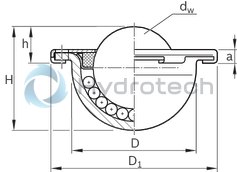 technical illustration-R053422310-Ball transfer units with felt seal &ndash; Size 22
