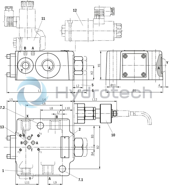 technical illustration-R900457388-For subplate mounting Porting pattern according to ISO&nbsp;5781-06-07-0-00 (NG10), ISO&nbsp;5781-08-10-0-00 (NG20), ISO&nbsp;5781-10-13-0-00 (NG32) For threaded connection For the leakage-free blocking of one actuator port Attachment possibility for directional spool valve or directional seat valve, optional Pilot oil return, external Version with pre-opening for dampened release, optional Various cracking pressures, optional Check valve installation sets available individually Corrosion-protected design

