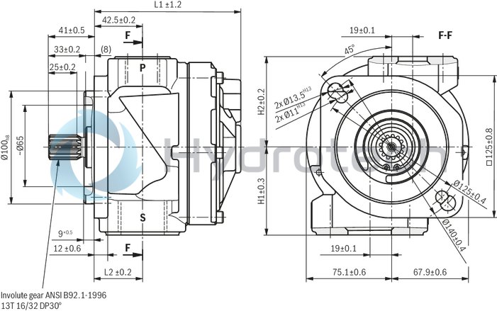 technical illustration-R901230040-Gerotor pump, size 80 cm&sup3;, pressure 15 bar for cooling or filter circuits