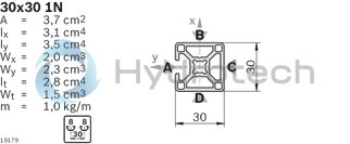 technical illustration-3842557208-Strut profile 30x30 1N, 20xL=6070mm