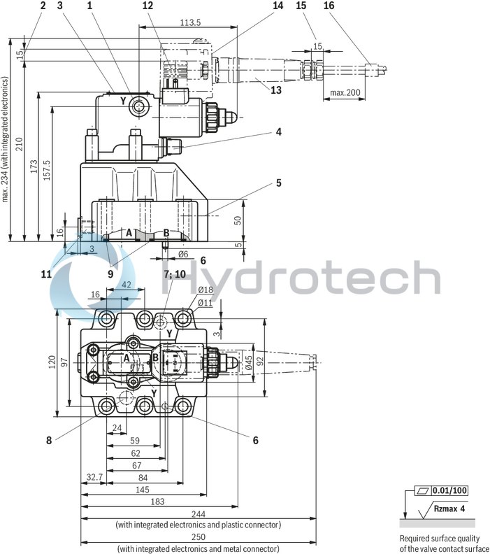 technical illustration-R901352461-Size 30, B &rarr; A, electrical with integrated electronics, 24 VDC