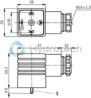 technical illustration-R901017012-Mating connector, connector 3-pole (2 + PE) EN 175301-803
