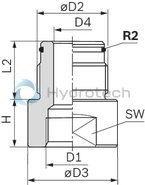 technical illustration-R901435305-Bladder-type accumulator size 20 liters, 330 bar for industrial applications at standard temperatures