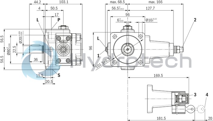 technical illustration-R900919237-Variable displacement pump, size 14 ccm, pressure 70 bar for industrial applications, open circuit