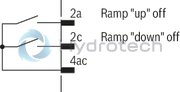 technical illustration-R978918205-Differential input, switchable from voltage to current input Additional non-isolated command value input Ramp generator, separately adjustable for upwards and downwards direction Cable break detection for current input 4 to 20&nbsp;mA Reverse polarity protection for the operating voltage Short-circuit protection and cable break detection of the solenoid conductor "Ready for operation" message Clocked power output stage