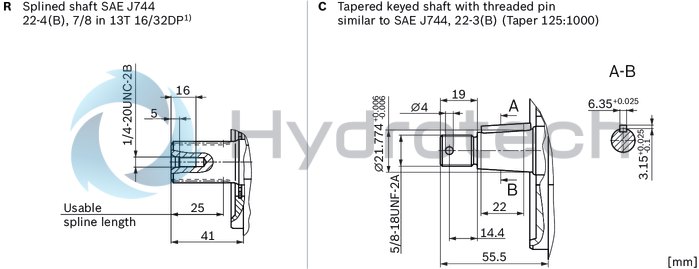 technical illustration-R902406027-A10FM, fixed displacement unit, closed circuit, medium pressure, size: 45 cm&sup3;